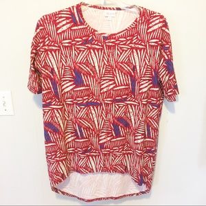 LULAROE  High Low Top Red, Cream & Blue